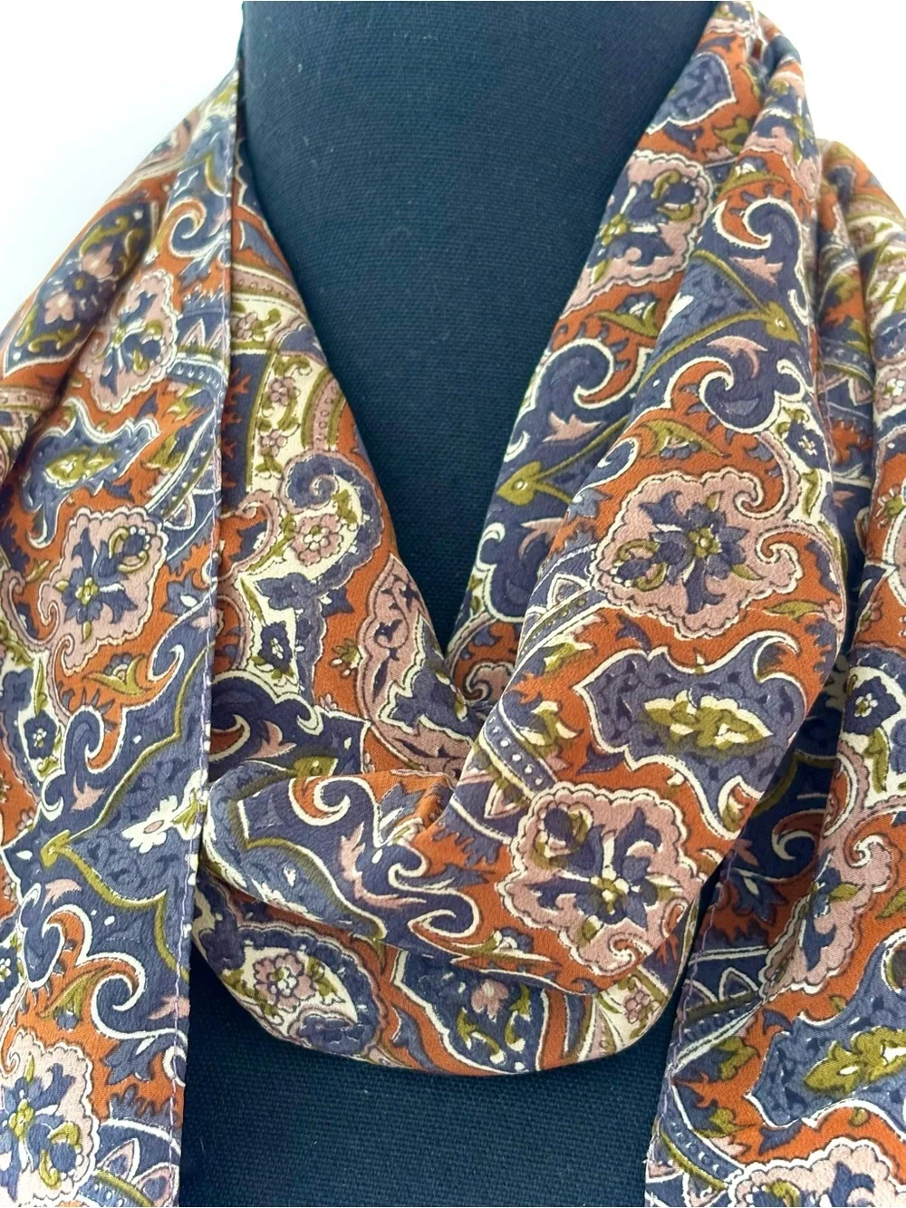 Classic Paisley Women's -pure silk- Scarf in Brown and Orange